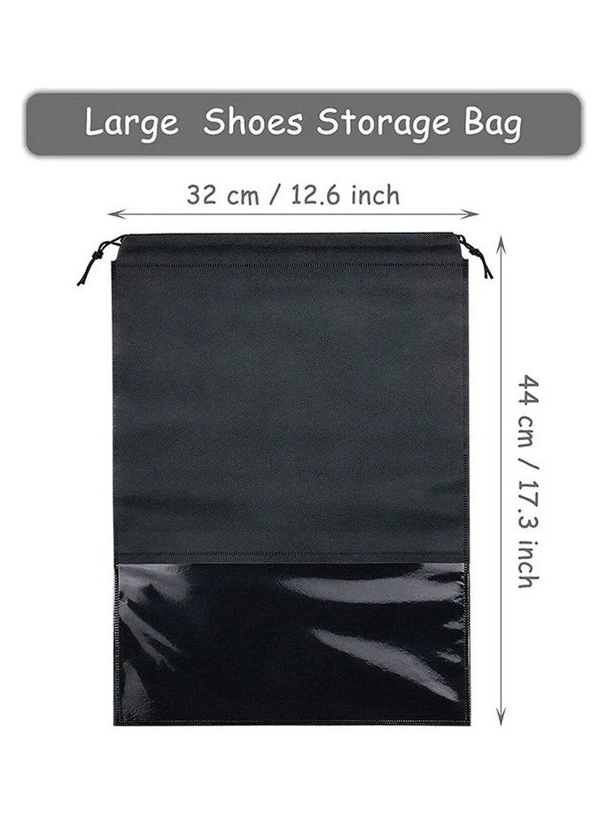 15-Piece Non-Woven Dust Proof Travel Shoe Bags Fabric Black 32x44cm