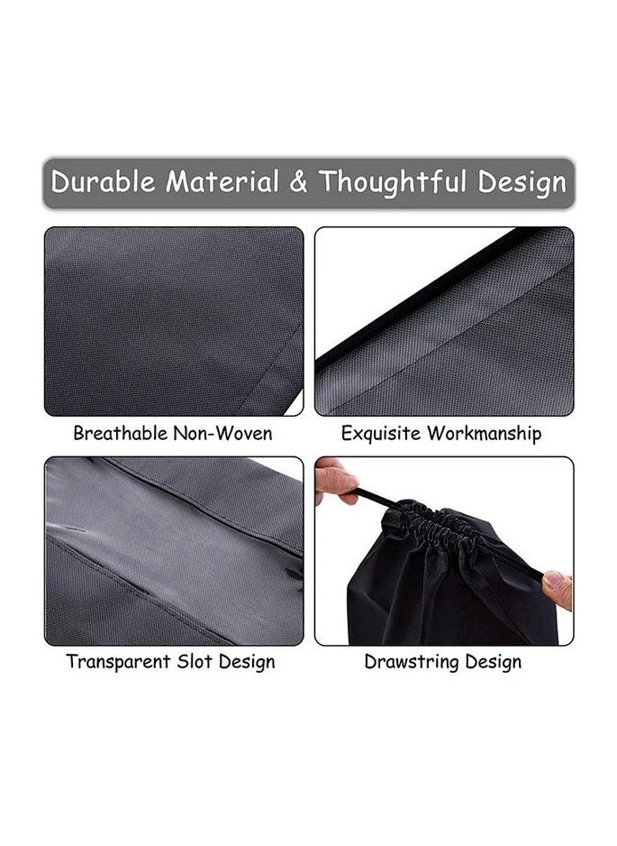 15-Piece Non-Woven Dust Proof Travel Shoe Bags Fabric Black 32x44cm