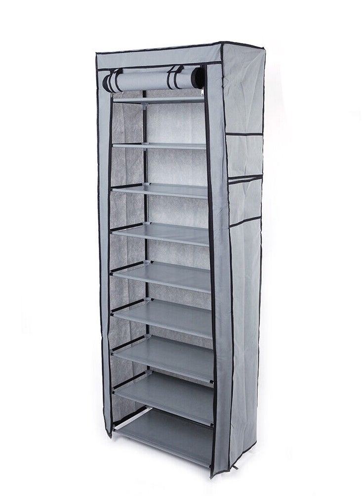 9-Tiers Shoe Cabinet Rack Grey