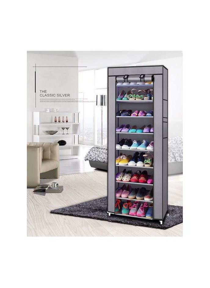 9-Tiers Shoe Cabinet Rack Grey