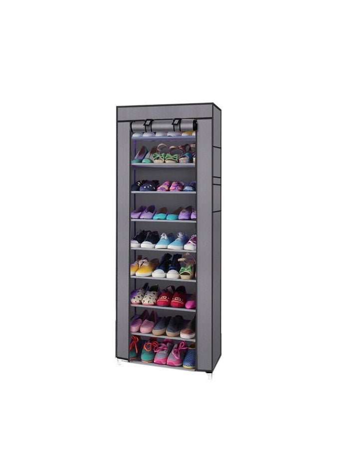 9-Tiers Shoe Cabinet Rack Grey