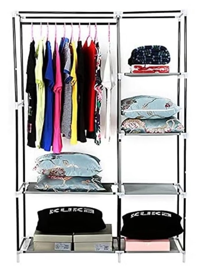 Portable Clothing Wardrobe Cabinet Fabric Cover and Household Items Storage Wardrobe 105 x 45 x 165cm