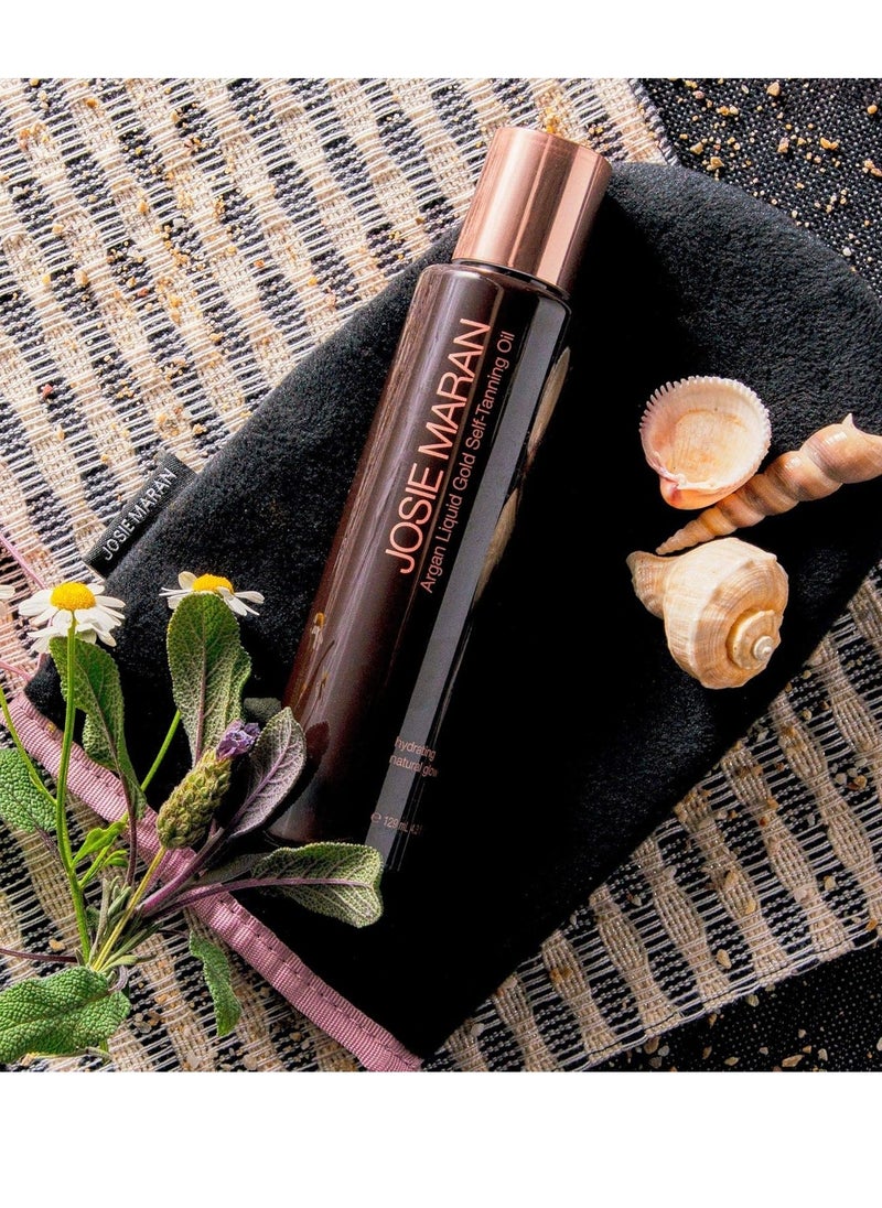 Josie Maran Argan Liquid Gold Self Tanning Body Oil - Get A Fast-Absorbing Immediate Glow with Intense Nourishment (129ml/4.3oz, Apricot Vanilla)