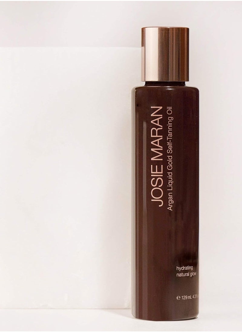 Josie Maran Argan Liquid Gold Self Tanning Body Oil - Get A Fast-Absorbing Immediate Glow with Intense Nourishment (129ml/4.3oz, Apricot Vanilla)