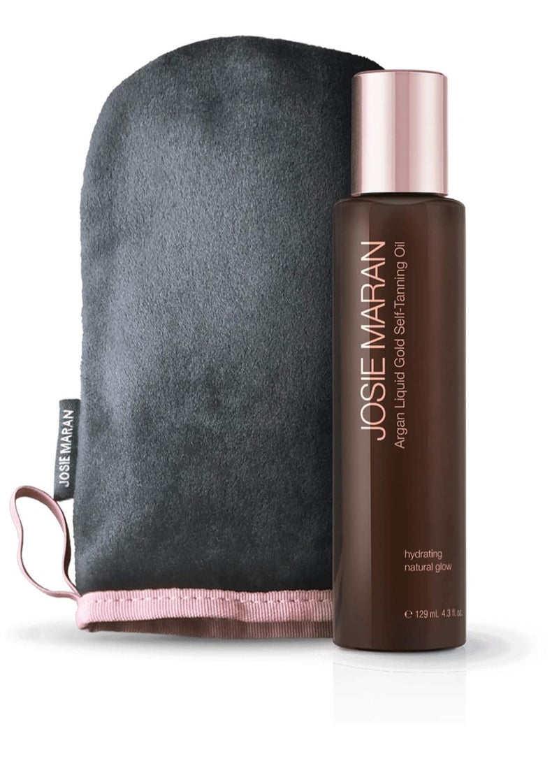 Josie Maran Argan Liquid Gold Self Tanning Body Oil - Get A Fast-Absorbing Immediate Glow with Intense Nourishment (129ml/4.3oz, Apricot Vanilla)