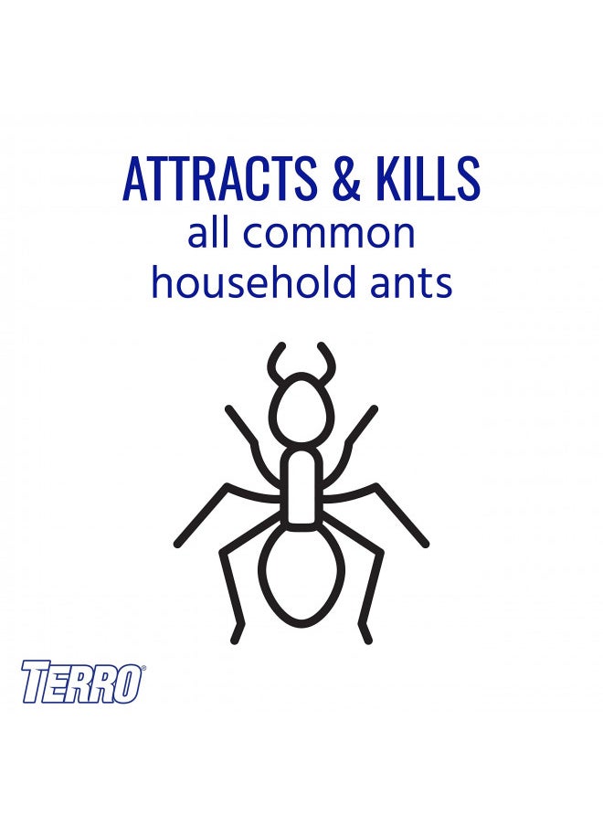 TERRO T334B Indoor Multi-Surface Liquid Ant Bait and Ant Killer - 4 Discreet Ant Bait Stations - Kills Common Household Ants