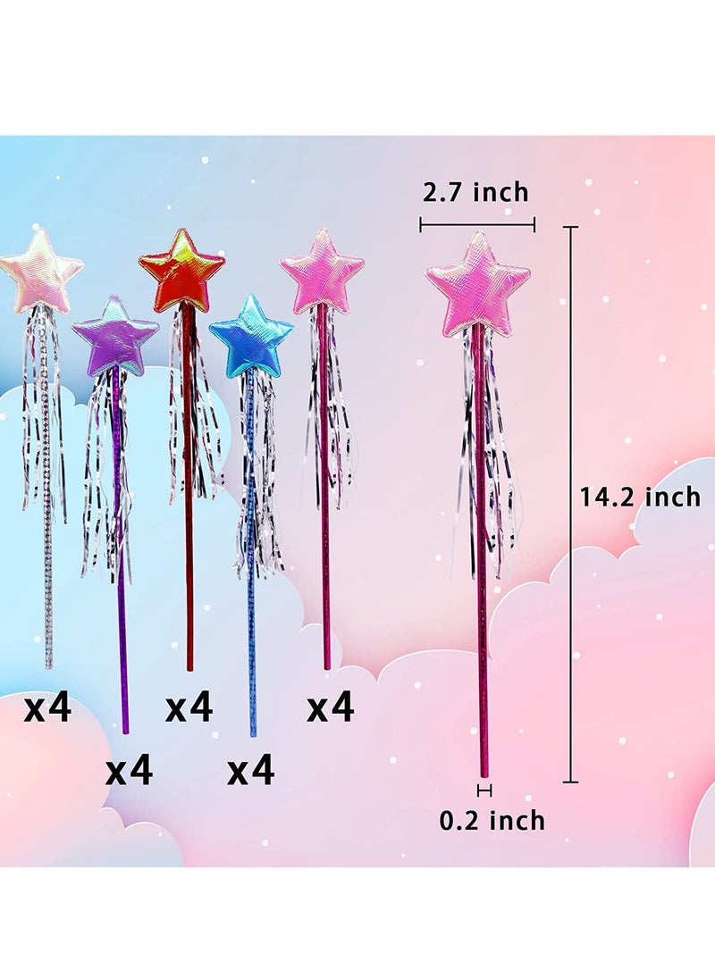 20 Pieces Princess Star Fairy Wand for Girls  Decorations Kid Pretend Play Birthday Party Favors for Girls Fairy Stick Birthday Party Supplies Baby Shower Decor Party PropsRandom Color