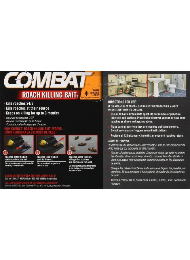 Combat Roach Killing Bait Stations For Small Roaches, Kills Roaches And Eggs, 12 Count