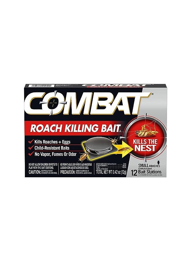 Combat Roach Killing Bait Stations For Small Roaches, Kills Roaches And Eggs, 12 Count