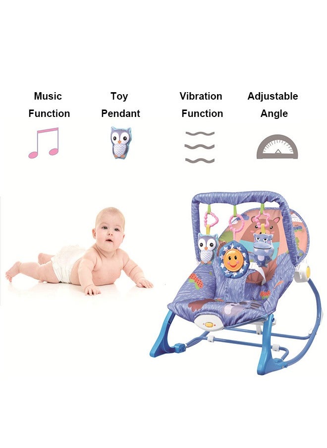 Multifunctional Foldable Baby Rocking Chair With Musical Vibration And Hanging Toys