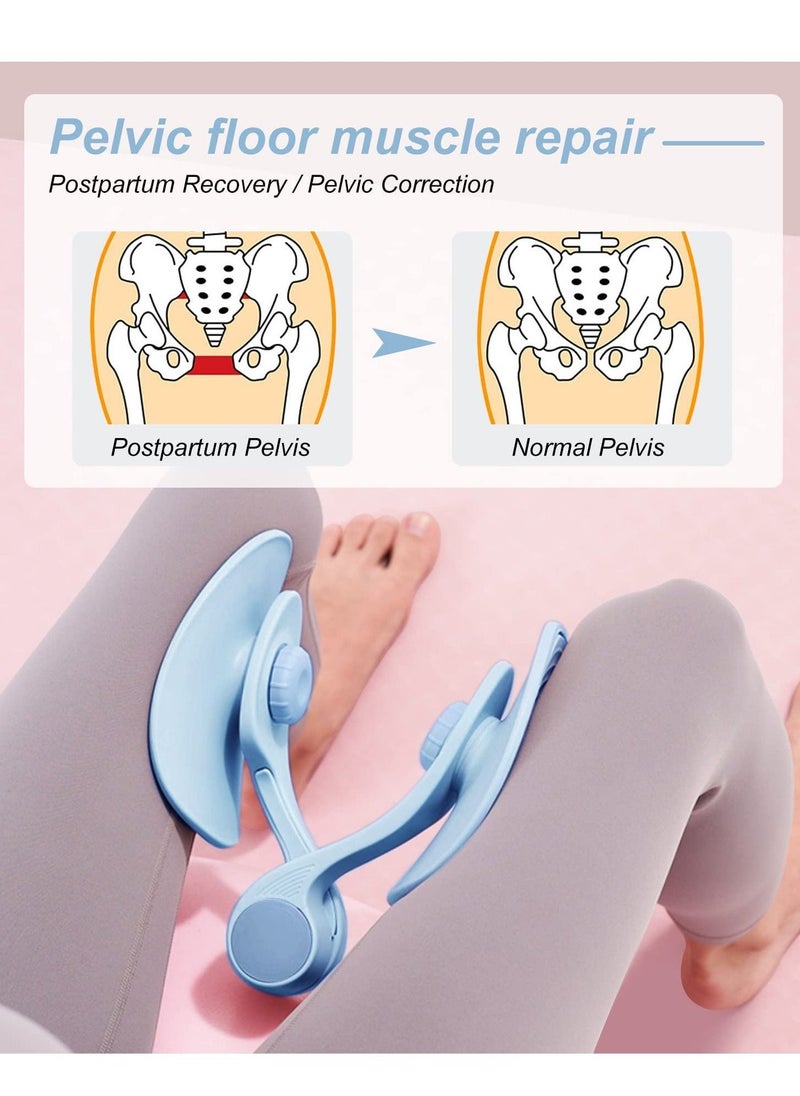 Pelvic Floor Muscle Trainer, Postpartum Repair Leg Clamp Kegel Slimming and Shaping Trainer Men Women Stovepipe Beauty Leg Device (Blue)