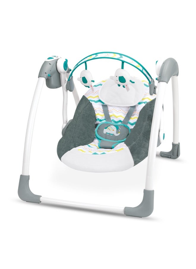 Baby Automatic Swing With Music, 5 Speeds, 7 Fun Melodies, Breathable Fabric And 2 Plush Toys, Newborn To Toddler, Upto 11 Kg