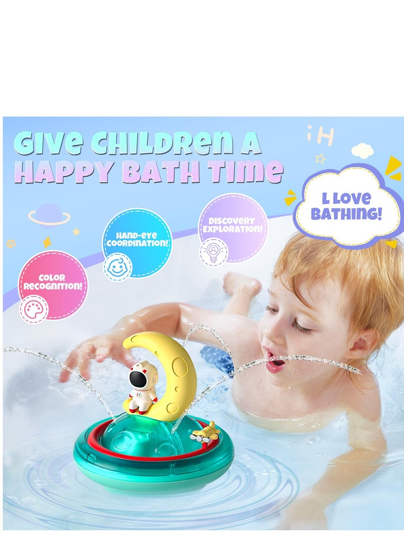 Baby Bath Toys for Toddlers, Spray Water Toy Rotation Baby Light up Bath Toys, Astronaut Sprinkler Bathtub Toys, Bathtub Pool Bath Toys Gift for 1 2 3 4 5 Year Old Boys Girls