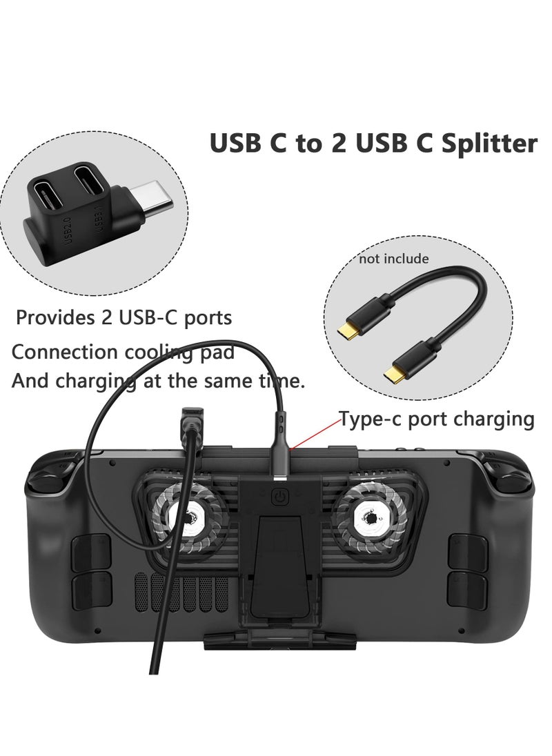 USB C Adapter, Type-C to 2 USB 3.1 USB C PD100W Charging Connector, 90 Degree USB C Male to Dual USB-C Female Adapter for Smartphone Laptop Tablet Steam Deck