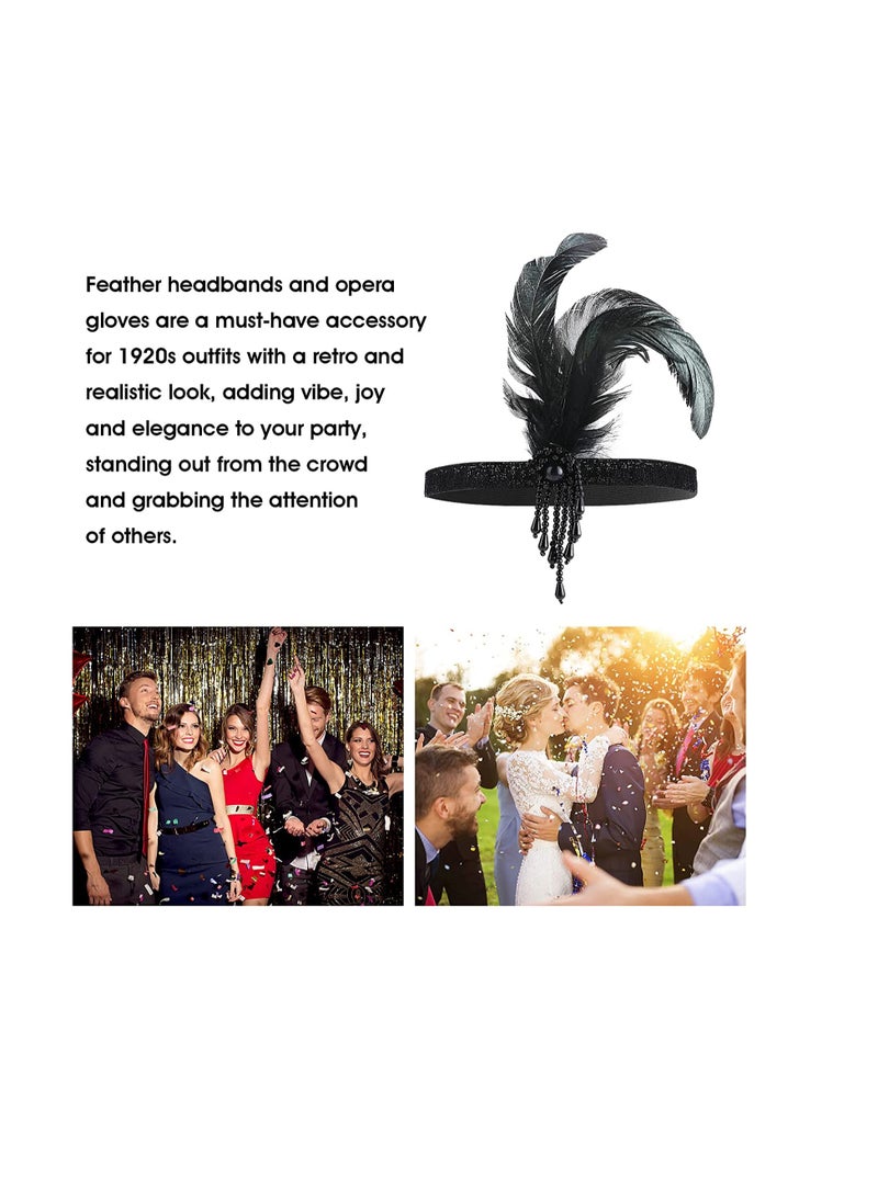 1920s Flapper Headband 1920s Gatsby Flapper Headpiece for Women Girl Vintage Feather Crystal Headband 20's Theme co c ktail Hair Accessories for Costume Prom Wedding Carnival Party Retro Style