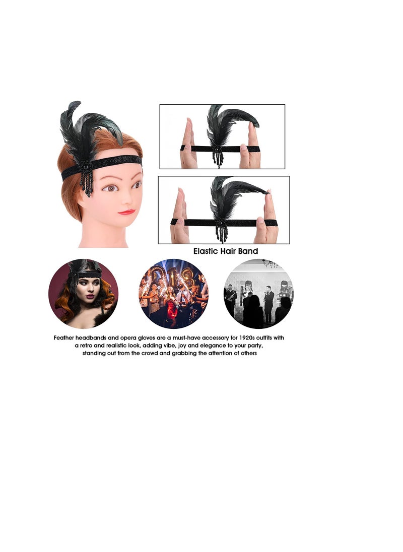 1920s Flapper Headband 1920s Gatsby Flapper Headpiece for Women Girl Vintage Feather Crystal Headband 20's Theme co c ktail Hair Accessories for Costume Prom Wedding Carnival Party Retro Style
