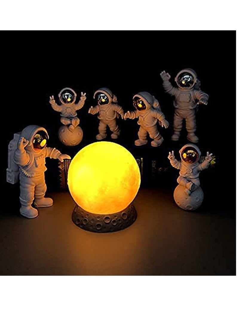 3 Pcs Astronaut Figurines Cake Topper Outer Space Spaceman Action Figure Statue Tabletop Ornament Miniature Astronaut Figures for Outer Space Birthday Cake Decoration, Silver