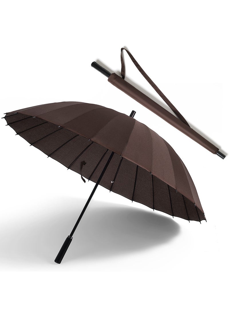 Extra Large 24-Rib Windproof Umbrella Coffee