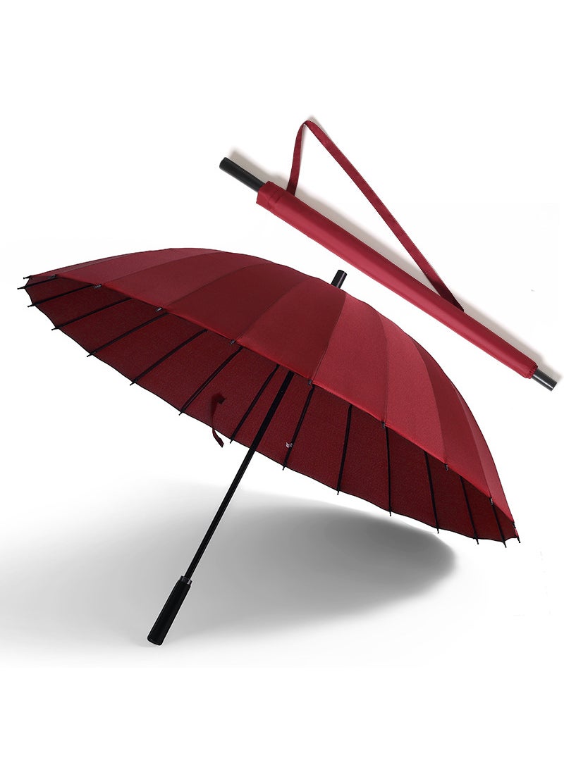 Extra Large 24-Rib Windproof Umbrella Coffee