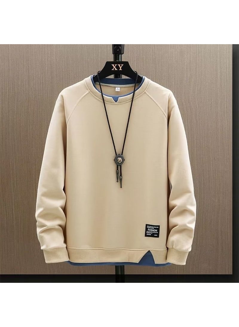 2022 Mens Casual Sweatshirt Loose Fit Spring Autumn Khaki