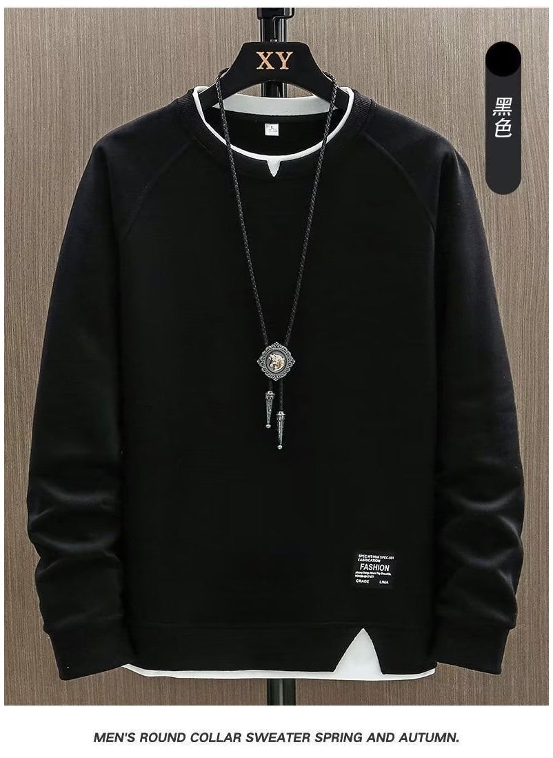 2022 Mens Casual Sweatshirt Loose Fit Spring Autumn Black