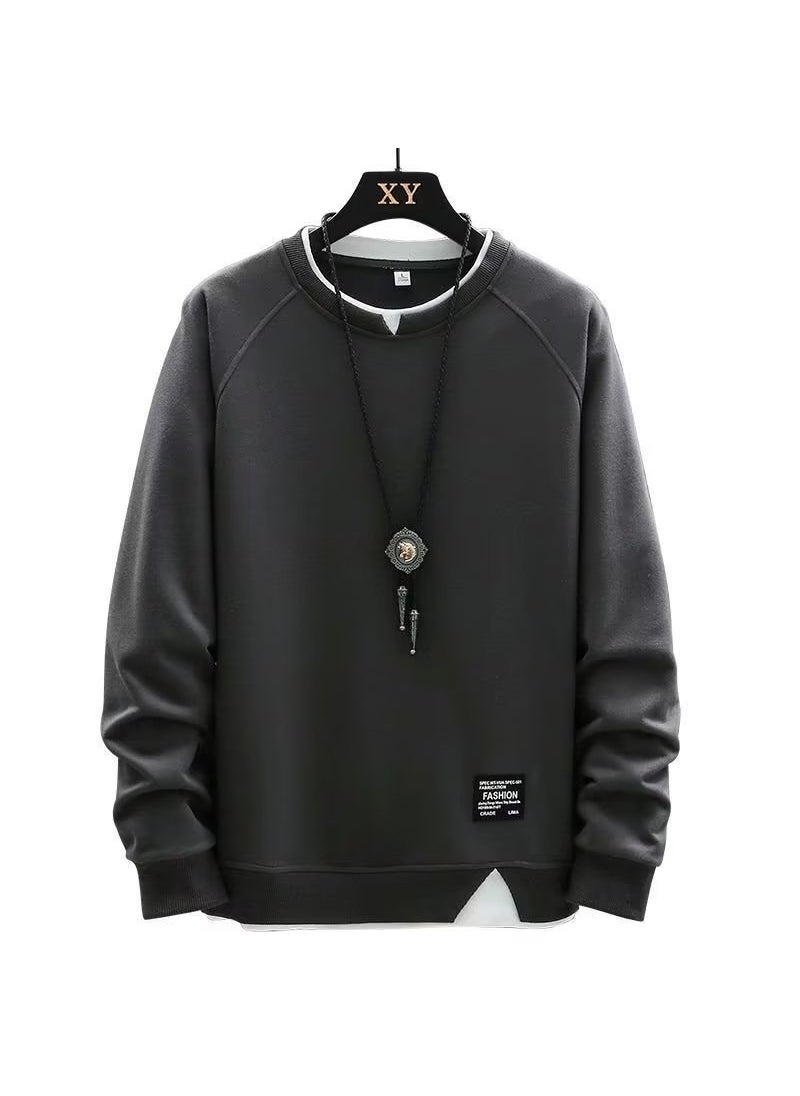 2022 Mens Casual Sweatshirt Loose Fit Spring Autumn Black