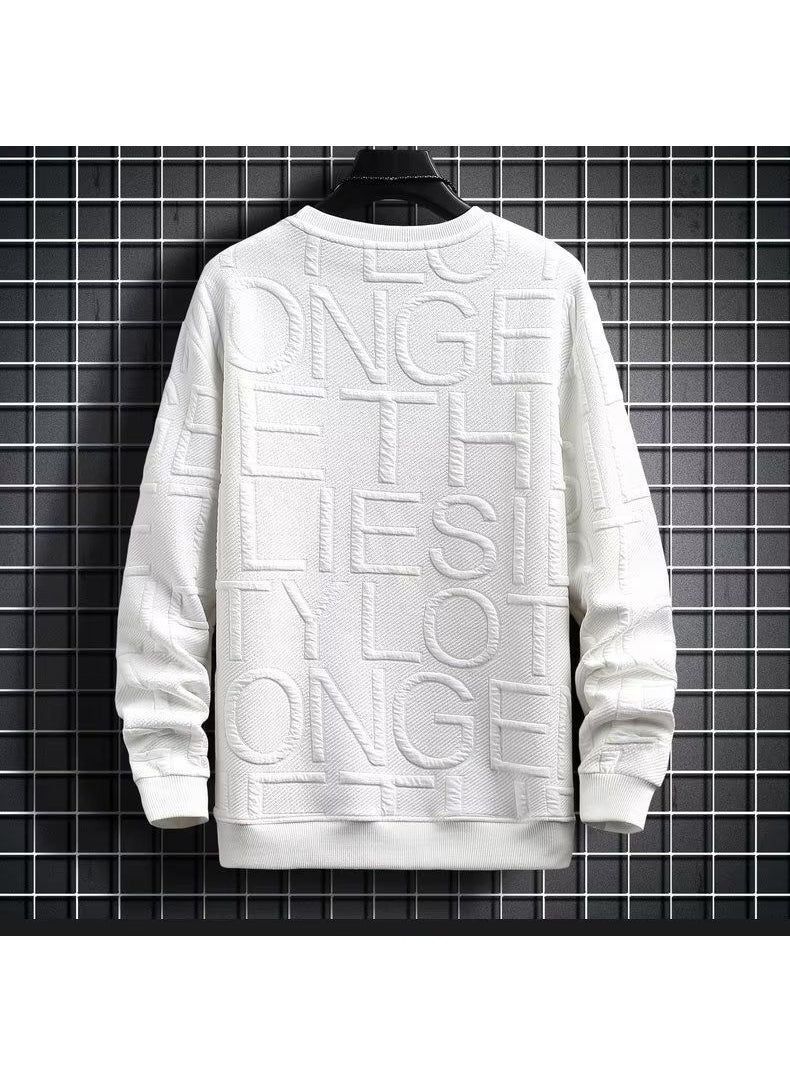 Mens Casual Sweatshirt Spring Autumn 2023 New White