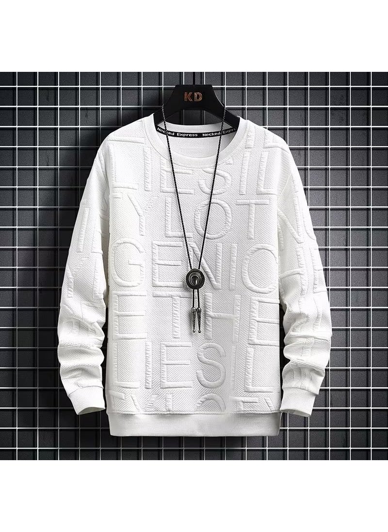 Mens Casual Sweatshirt Spring Autumn 2023 New White