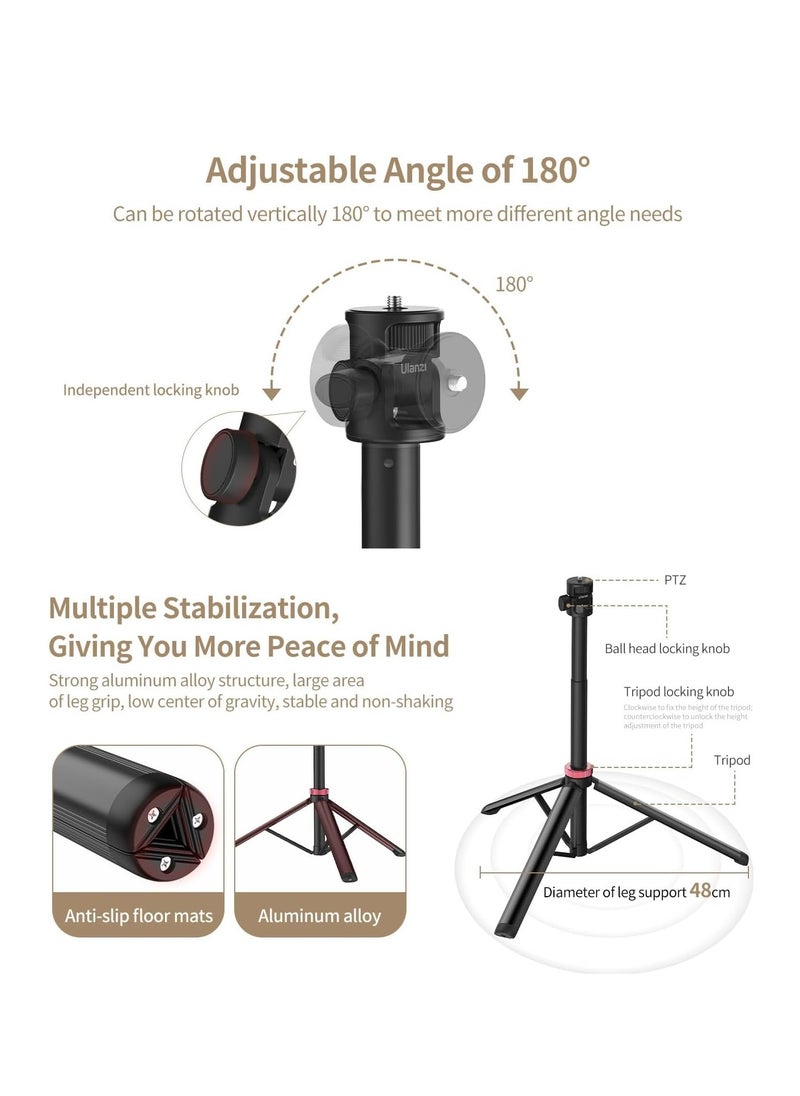 Ulanzi MT-79 Portable Travel Adjustable Light Stand Adjustable Head Aluminum & Plastic Material Anti Slip Mats Compatible with Ulanzi LT028 LT023 550g 1Kg Payload 8 Sections Height 36cm to 205cm