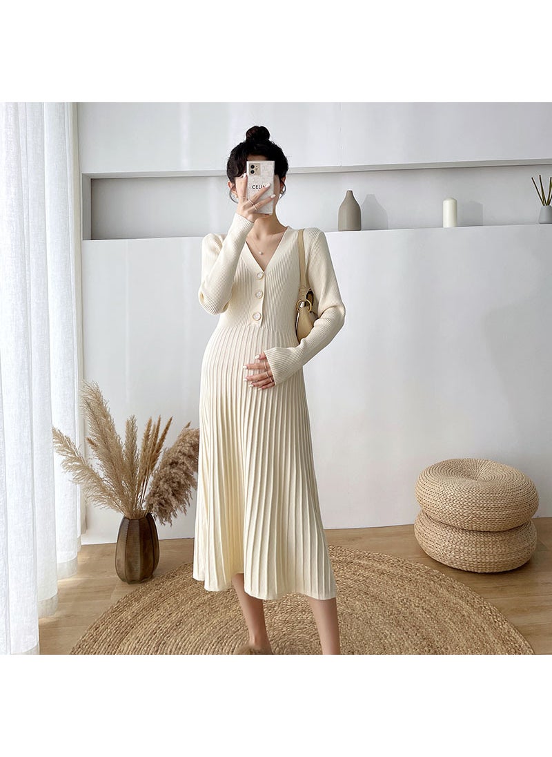 Maternity Knit Dress Sweater Autumn Winter Black