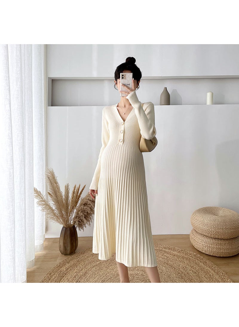 Maternity Knit Dress Sweater Autumn Winter Black