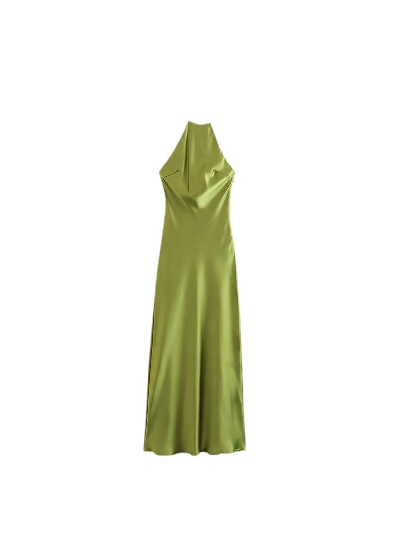 2023 Summer Satin Slip Dress Womens Fashion light green