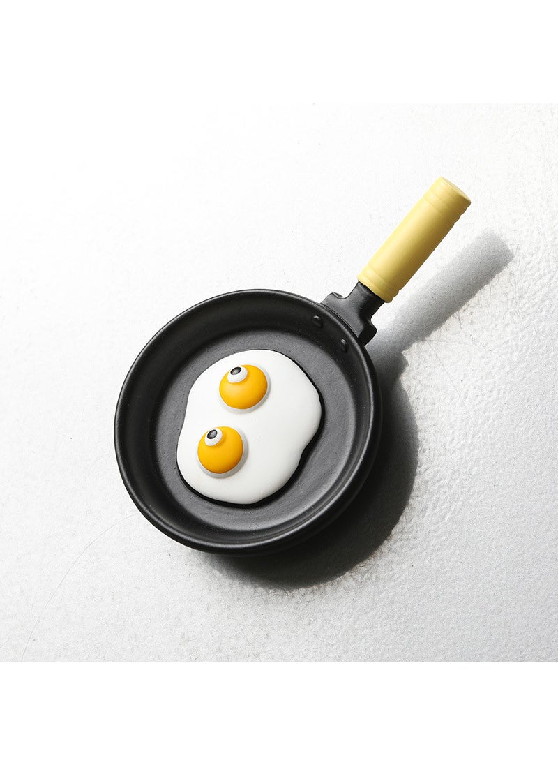 Realistic Frying Pan Fridge Magnet 1 Double yellow egg frying pan