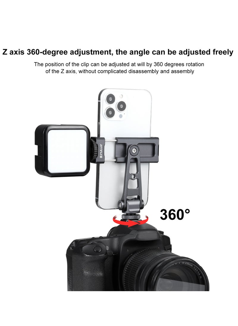 PULUZ Z-axis 360 Rotation Cold Shoes Aluminum Alloy Phone Clamp Holder Bracket