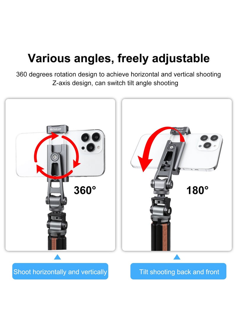 PULUZ Z-axis 360 Rotation Cold Shoes Aluminum Alloy Phone Clamp Holder Bracket