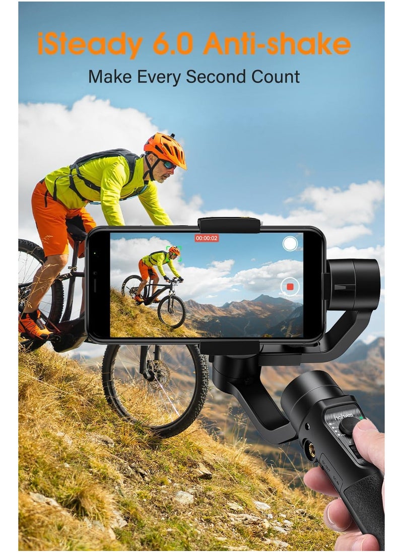 Hohem iSteady Mobile Plus 3-Axis Gimbal Stabilizer for Smartphones with Face and Object Tracking 600° Auto Rotation for Video Recording Compatible with Android and iPhone 14 15 Pro Max