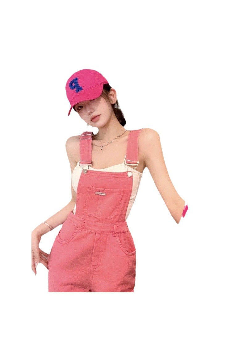 Chic Pink Denim Overalls Womens Spring-Fall 2023 Pink