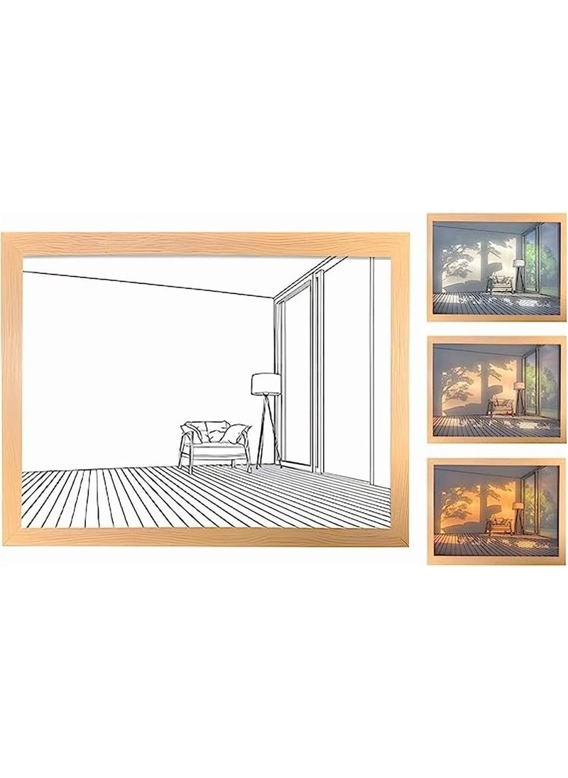 Led Art Painting Elegant Light Glow Wall Art Illuminated Painting Photo Shadow Frame Wall Bedroom Living Room Home Decor Photo Behind Picture