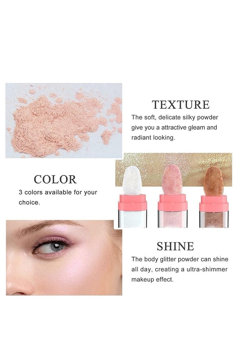 Glitter Powder Highlighter Makeup, Body Brightens the Natural Three-dimensional Face Blusher Patting Powder Highlighter. (01# White moonbeam)