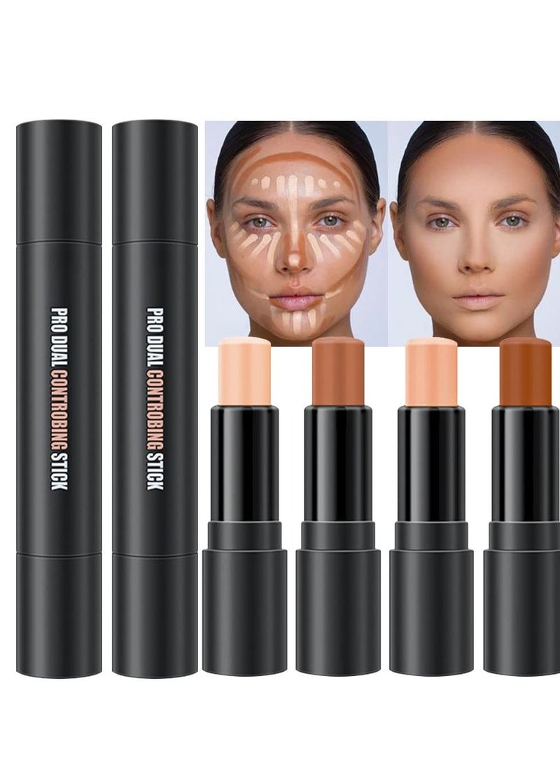 evpct 4 Colors Contour Stick Makeup Set Concealer Stick Cream Contouring Contour Palette Makeup Kit for Beginners Nose Bronzer Stick Liquid Contour Face Highlighter Makeup contorno maquillaje 02+03