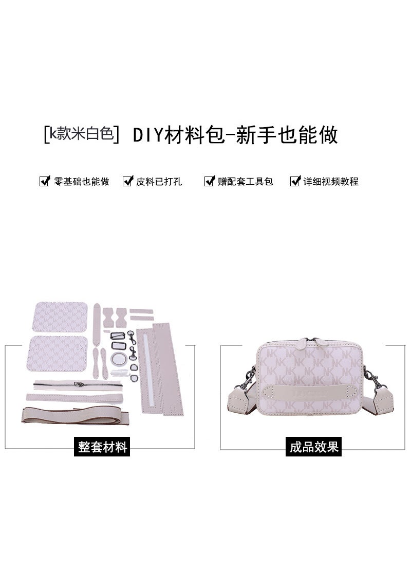 DIY Handcraft Knitting Kit with Couples Crossbody Bagk rice White k rice White