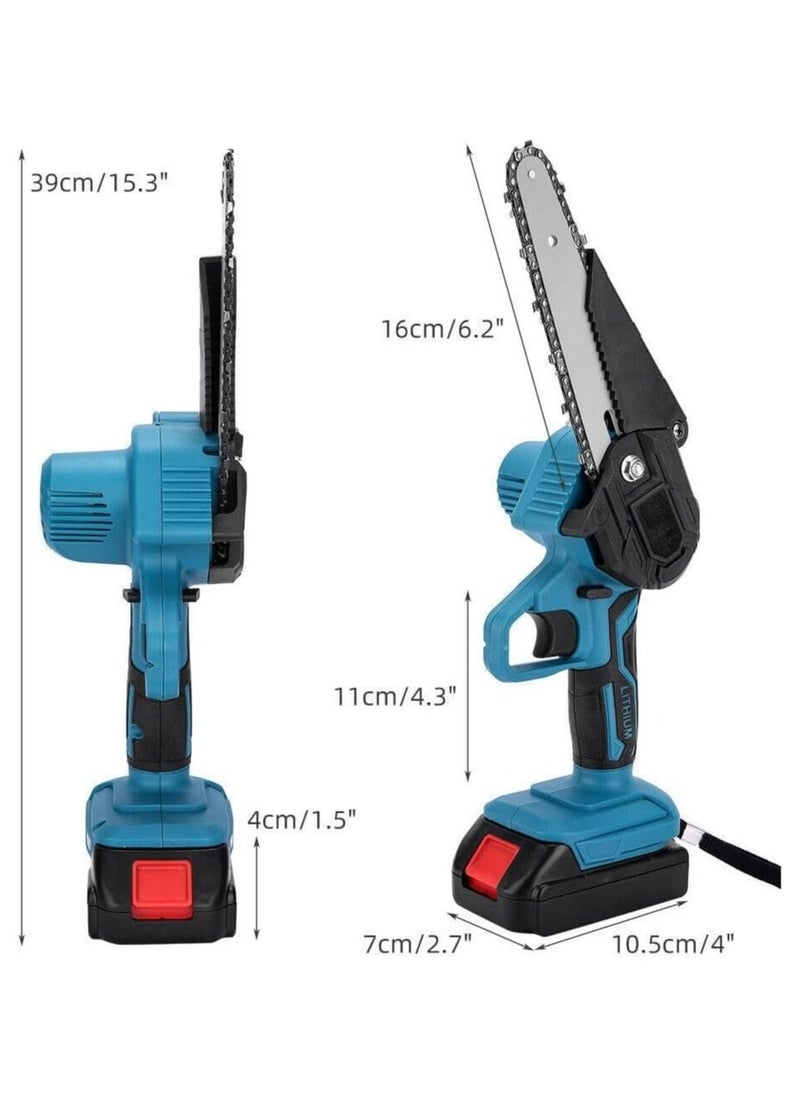 6-Inch Cordless Electric Chain Saw with High-Power Lithium Battery Rechargeable Handheld Outdoor Logging and Working Saw