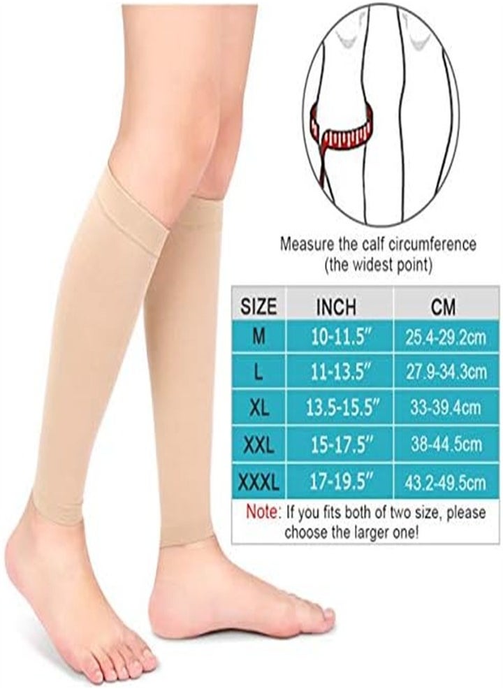 Medical Grade, Calf Compression Sleeves, Unisex Calf Compression Sleeves, Varicose Veins Compression Sleeves, Relieve Leg Pain (Skin Color, 1 Pair)