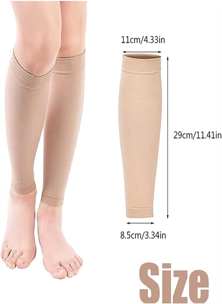 Medical Grade, Calf Compression Sleeves, Unisex Calf Compression Sleeves, Varicose Veins Compression Sleeves, Relieve Leg Pain (Skin Color, 1 Pair)