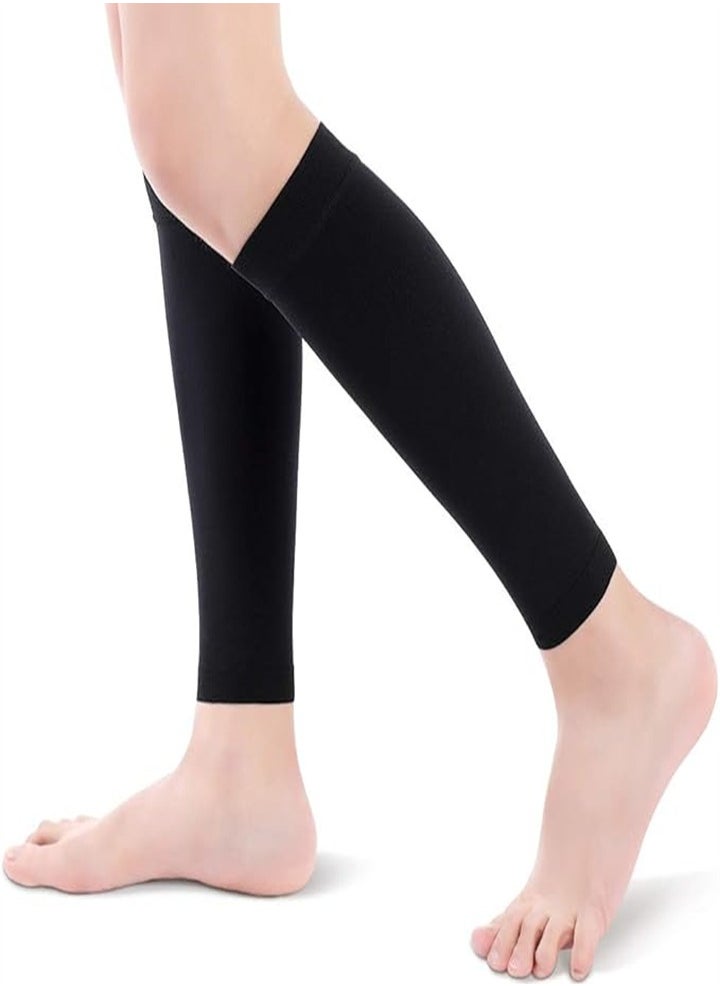 Medical Grade, Calf Compression Sleeves, Unisex Calf Compression Sleeves, Varicose Veins Compression Sleeves, Relieve Leg Pain (Black, 1 Pair)