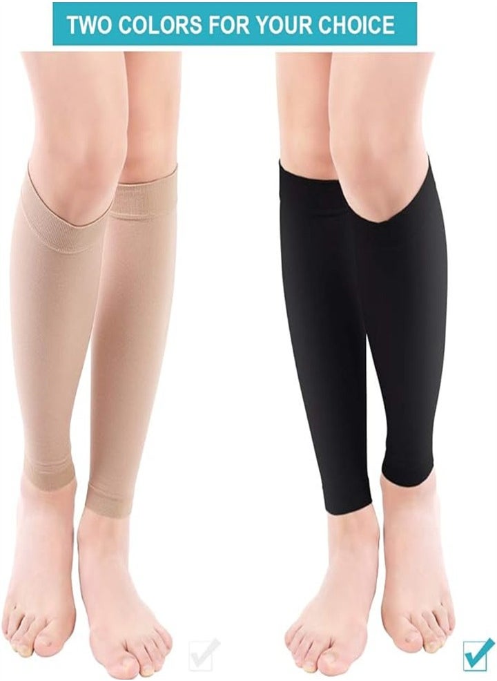 Medical Grade, Calf Compression Sleeves, Unisex Calf Compression Sleeves, Varicose Veins Compression Sleeves, Relieve Leg Pain (Black, 1 Pair)