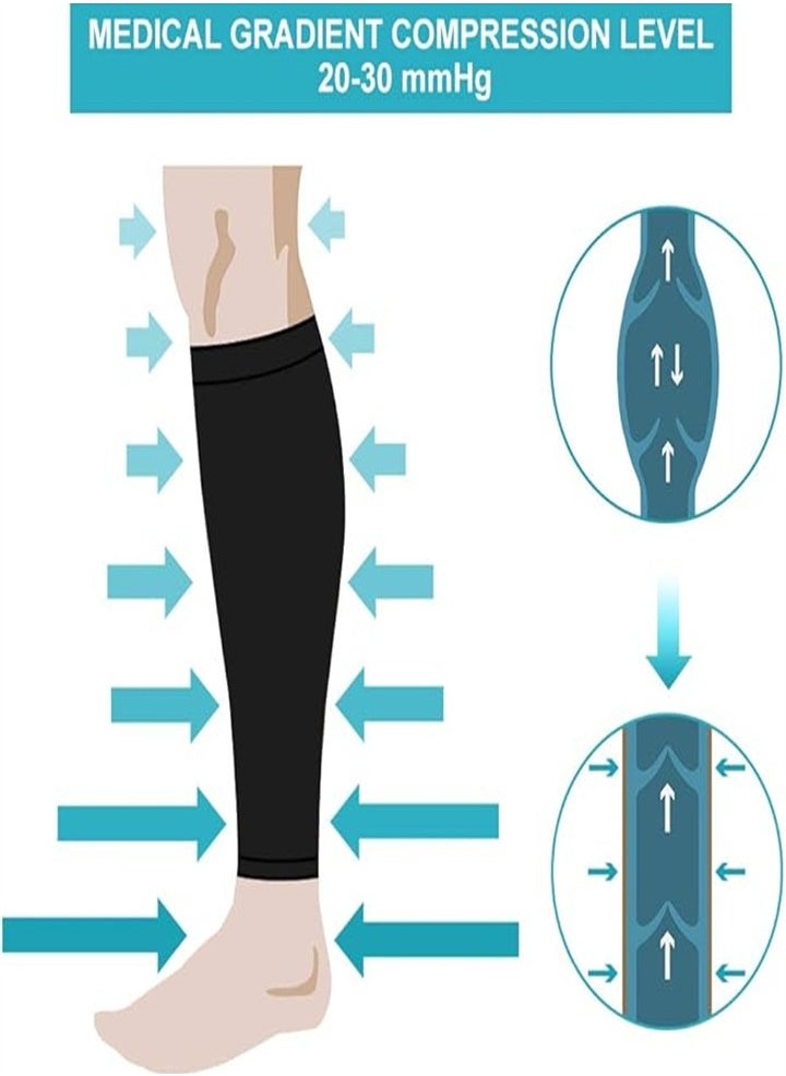 Medical Grade, Calf Compression Sleeves, Unisex Calf Compression Sleeves, Varicose Veins Compression Sleeves, Relieve Leg Pain (Black, 1 Pair)