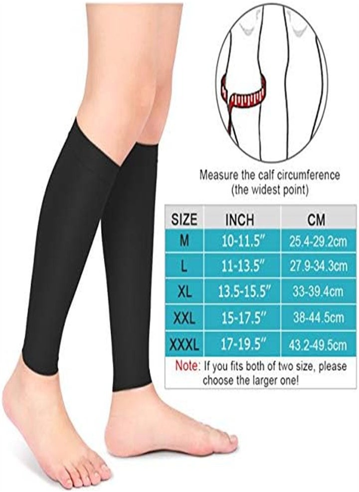 Medical Grade, Calf Compression Sleeves, Unisex Calf Compression Sleeves, Varicose Veins Compression Sleeves, Relieve Leg Pain (Black, 1 Pair)