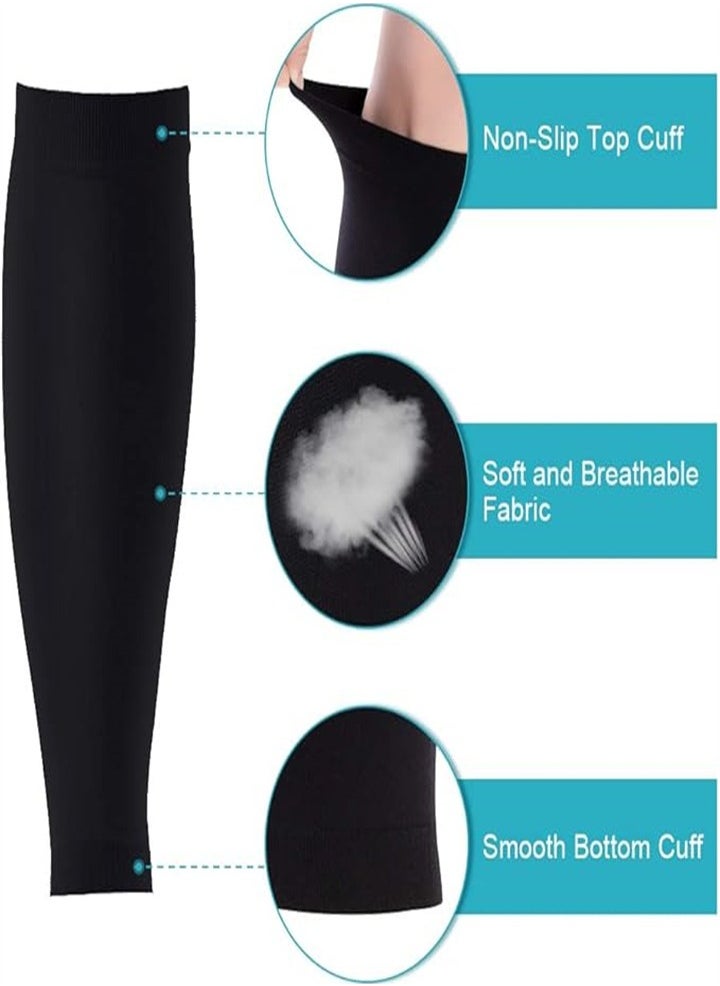 Medical Grade, Calf Compression Sleeves, Unisex Calf Compression Sleeves, Varicose Veins Compression Sleeves, Relieve Leg Pain (Black, 1 Pair)