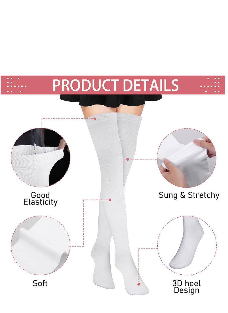 Women Knee Socks High Socks High Thigh Stockings for Cosplay, Halloween, Party, Daily Wear （White）